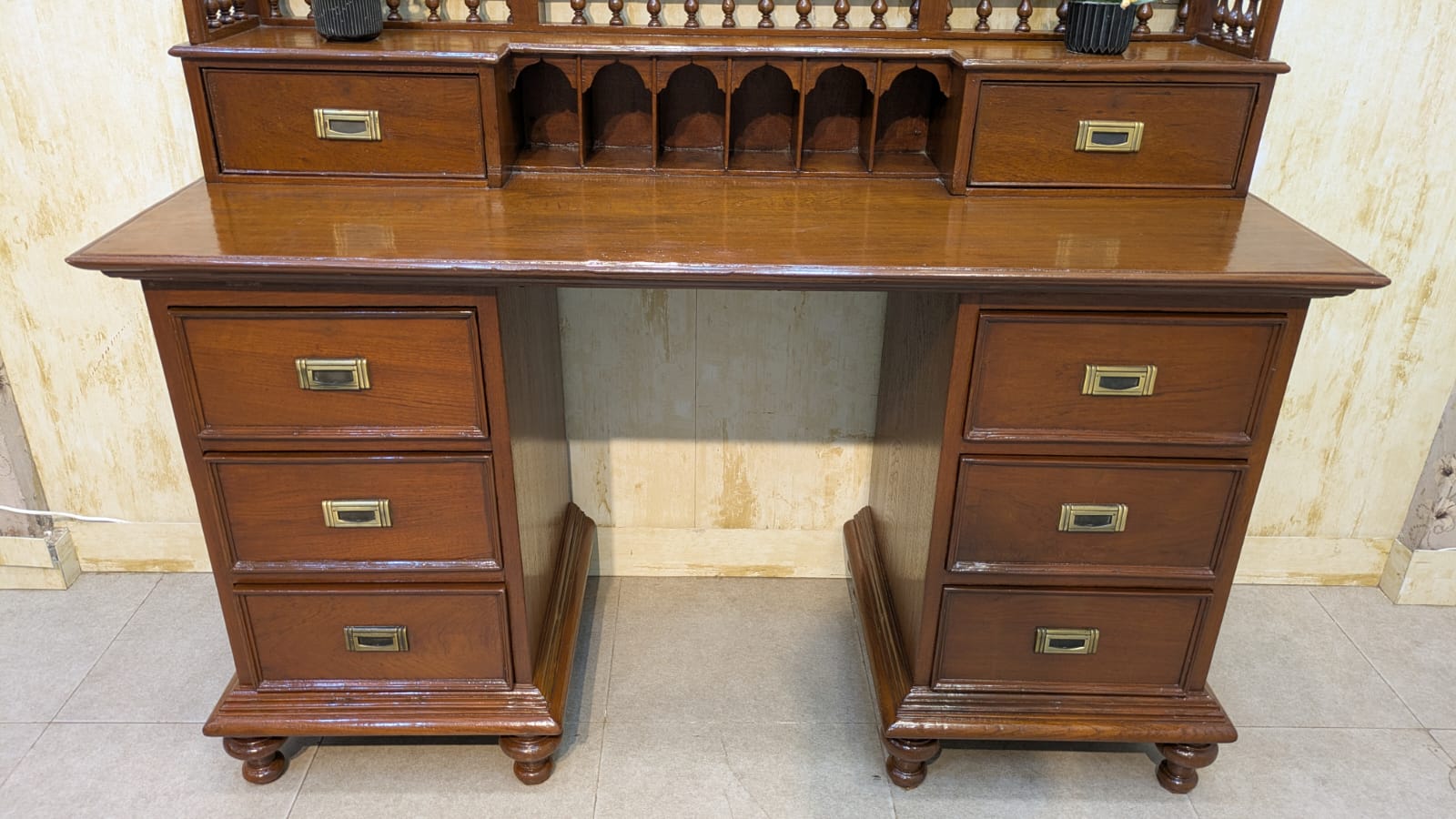 Antique Mid Century Solid Burma Teak Wood Dressing Table