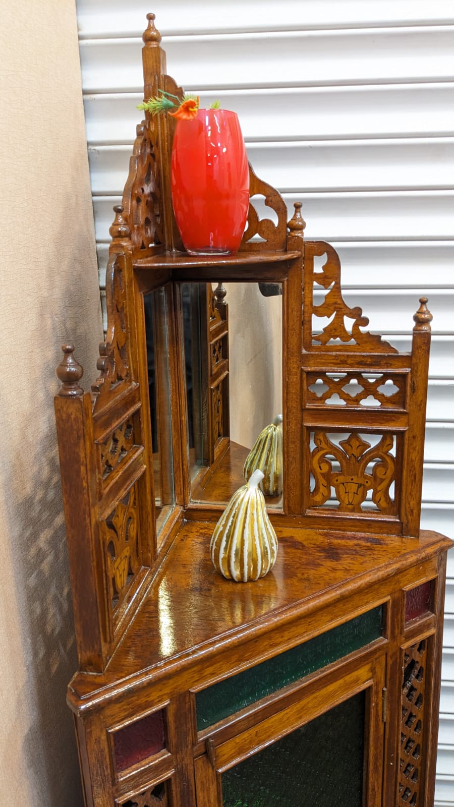 Antique Pure Burma Teak Wood Display Corner