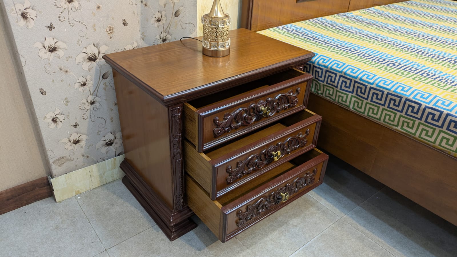 Teak Wood & Teak Ply King Size Bed Set