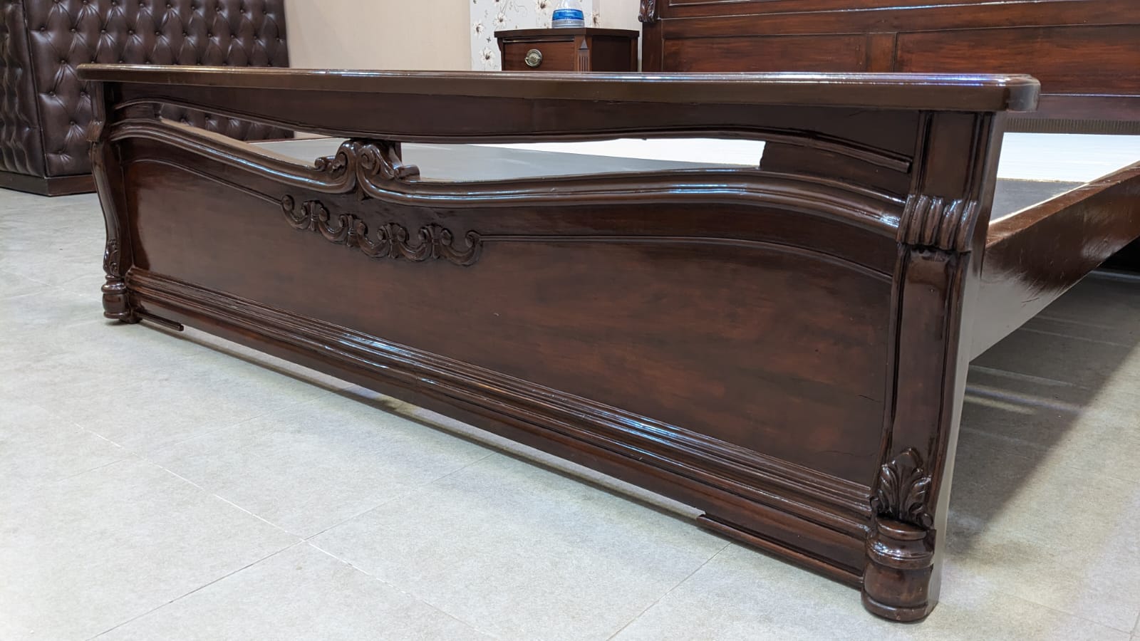 Solid Sheesham Wood King Size Bed with 2 Side Tables