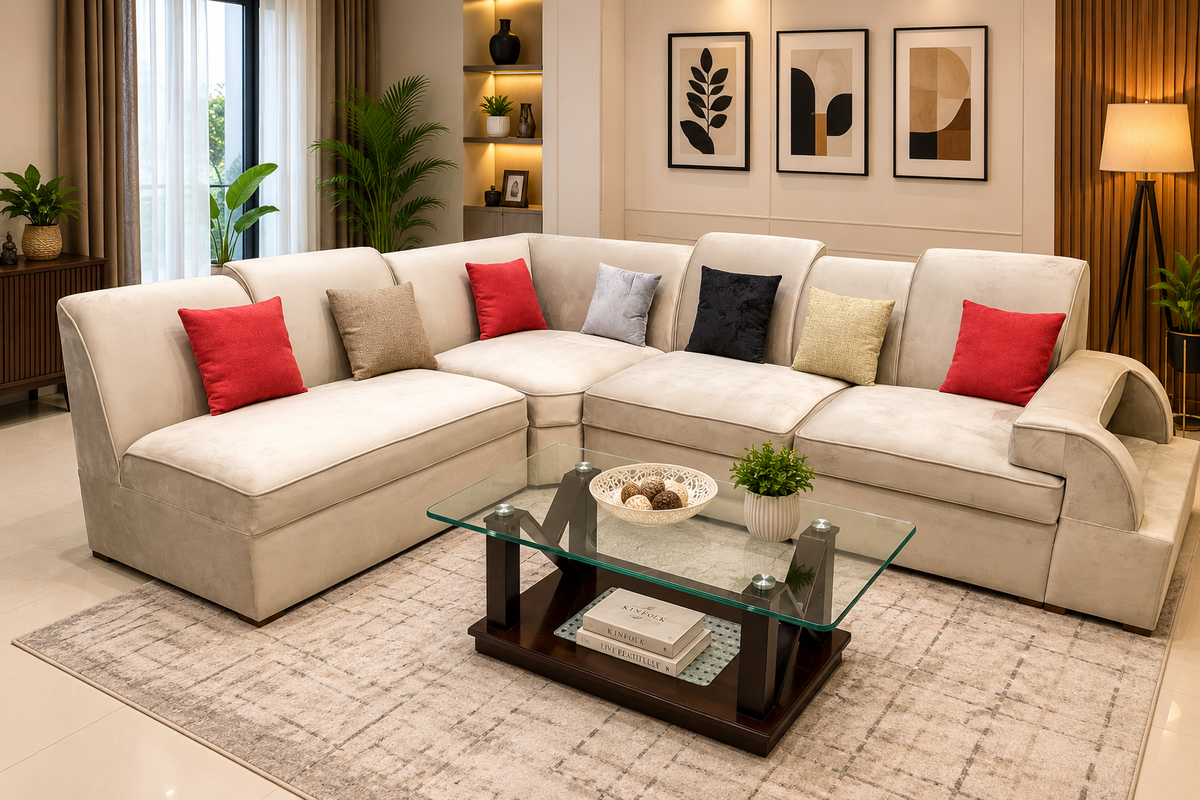 7 Seater L Shape Sofa Set