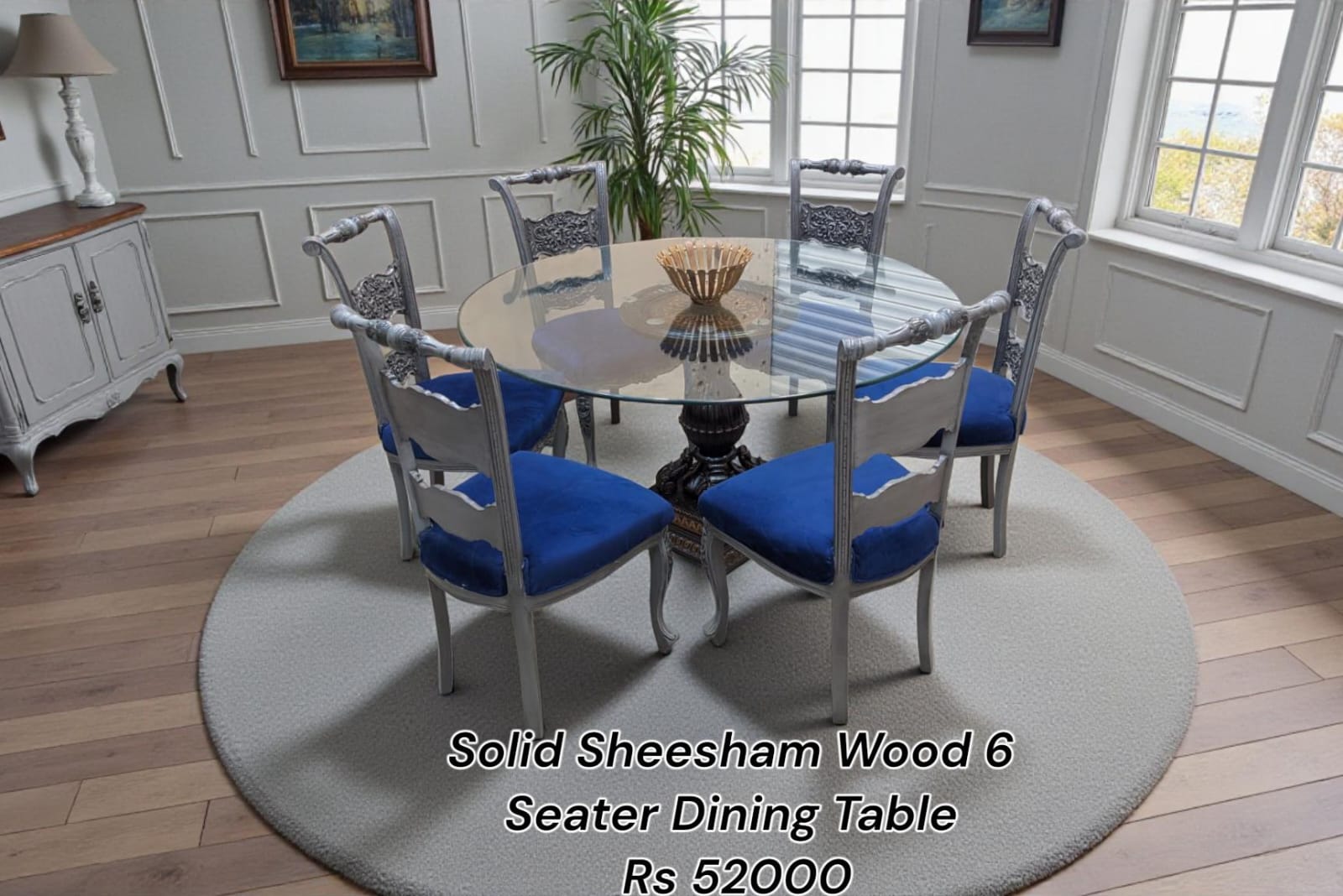 Solid Sheesham Wood 6 Seater Round Dining Table