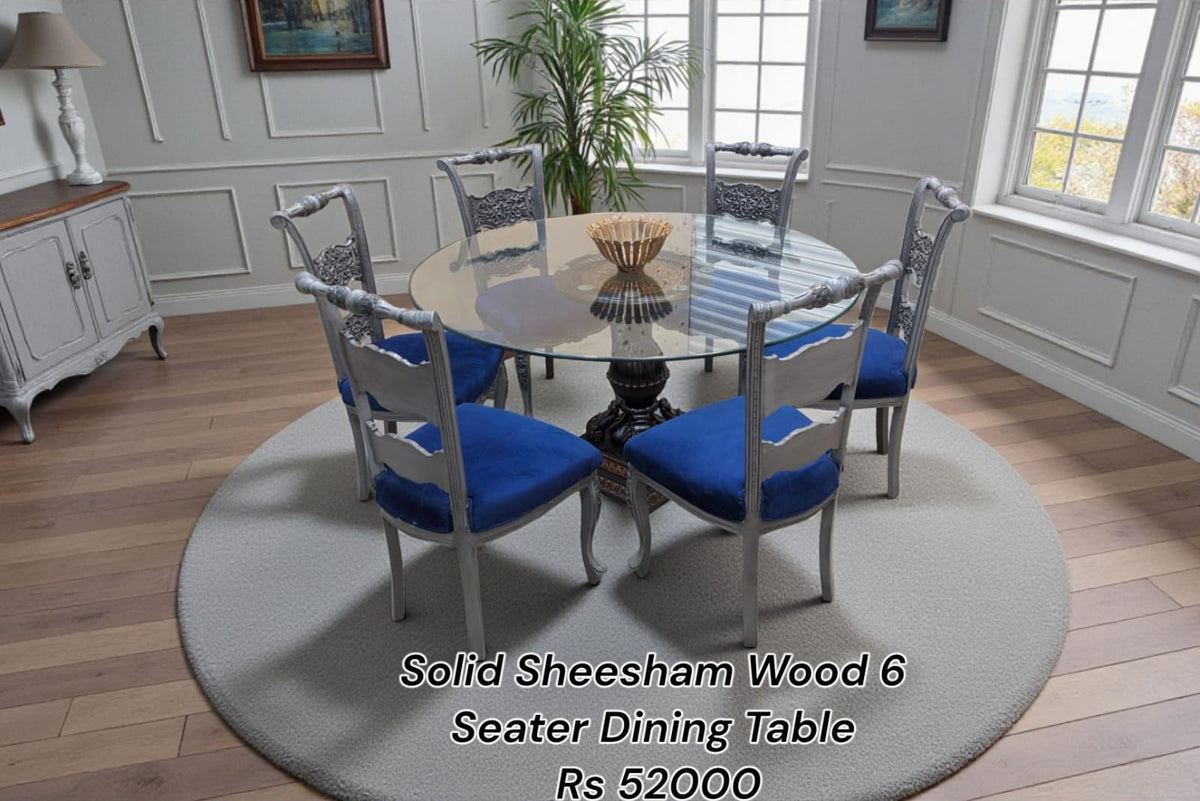 Solid Sheesham Wood 6 Seater Round Dining Table