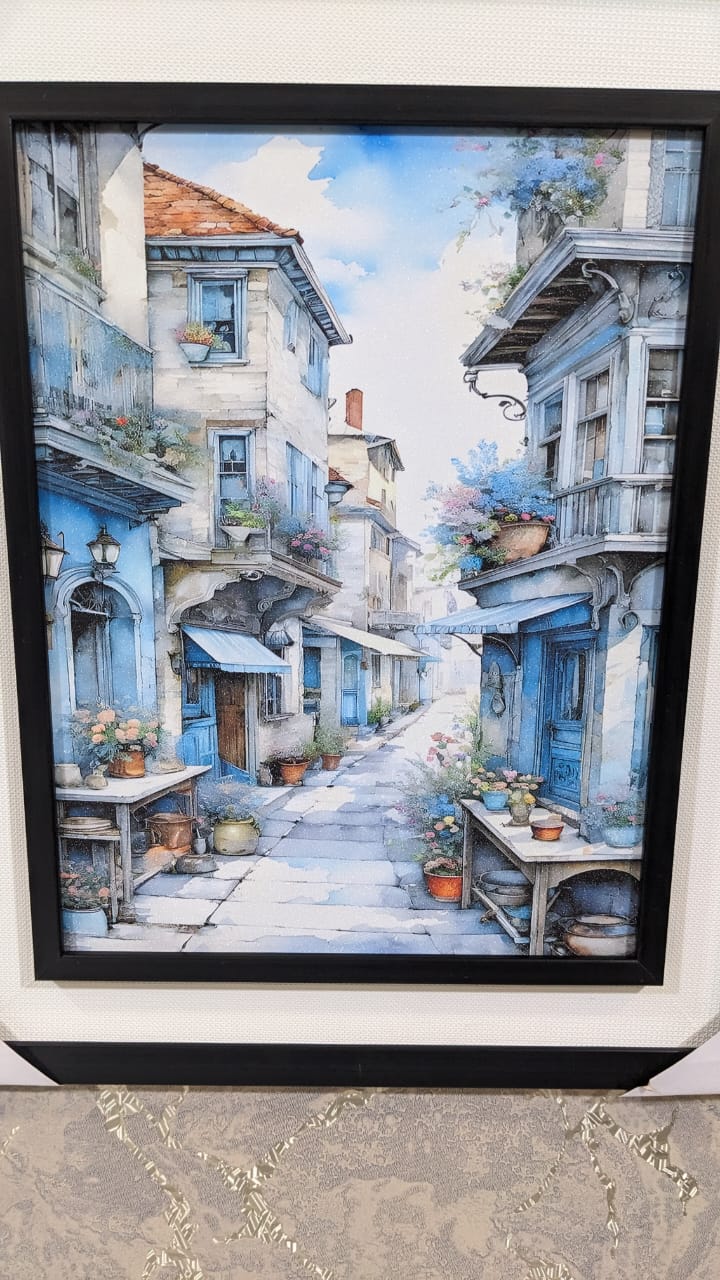 Wall Mounted Frame “Blue European Street”