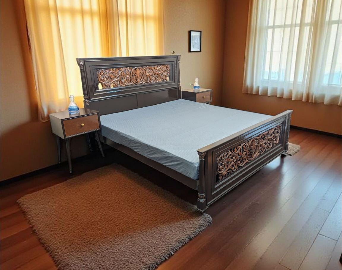 King Size Bed With 2 Side Tables
