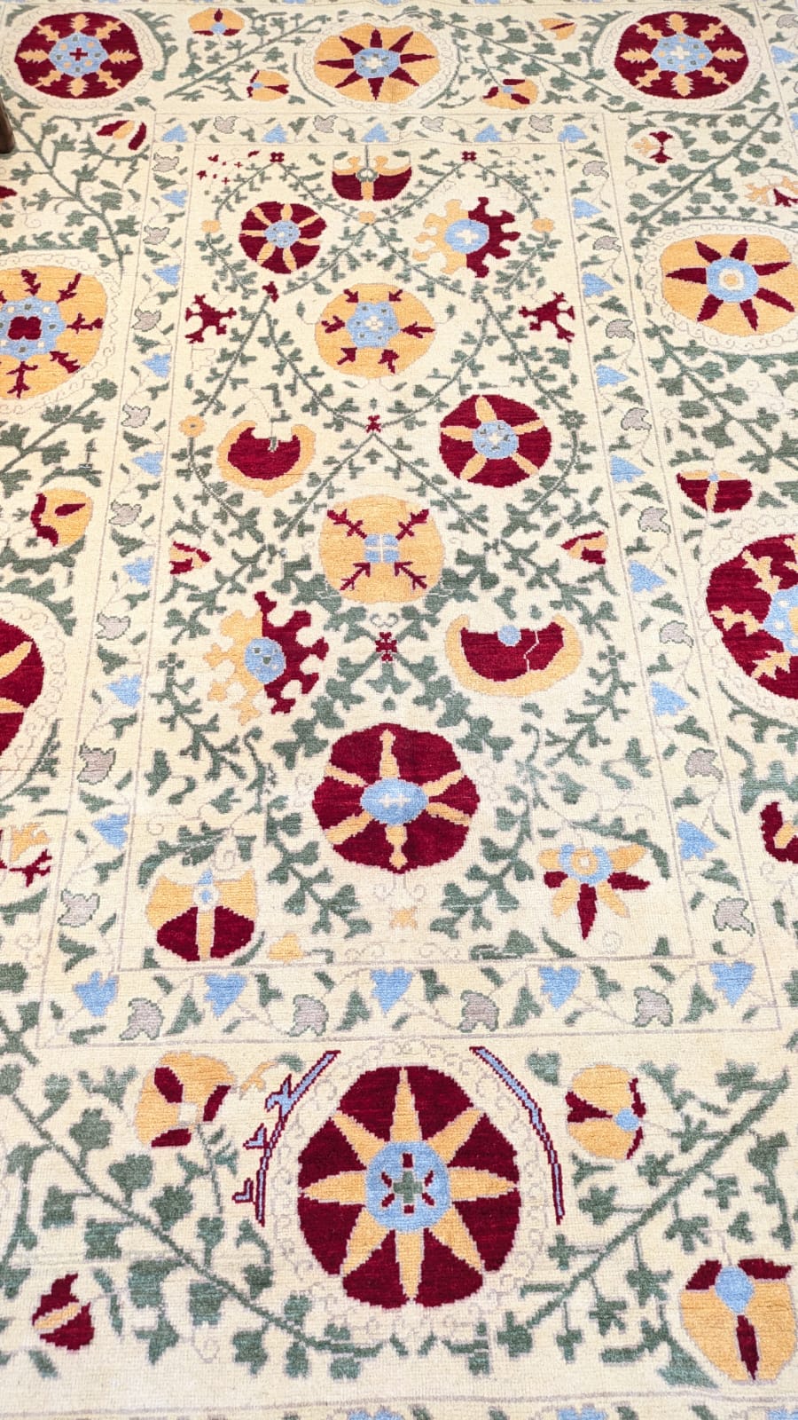 Imported Vintage Uzbekistan Suzani Hand Knotted Carpet