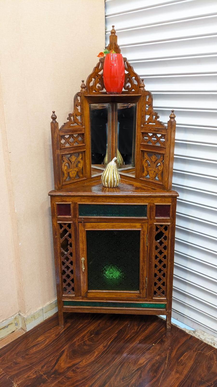 Antique Pure Burma Teak Wood Display Corner