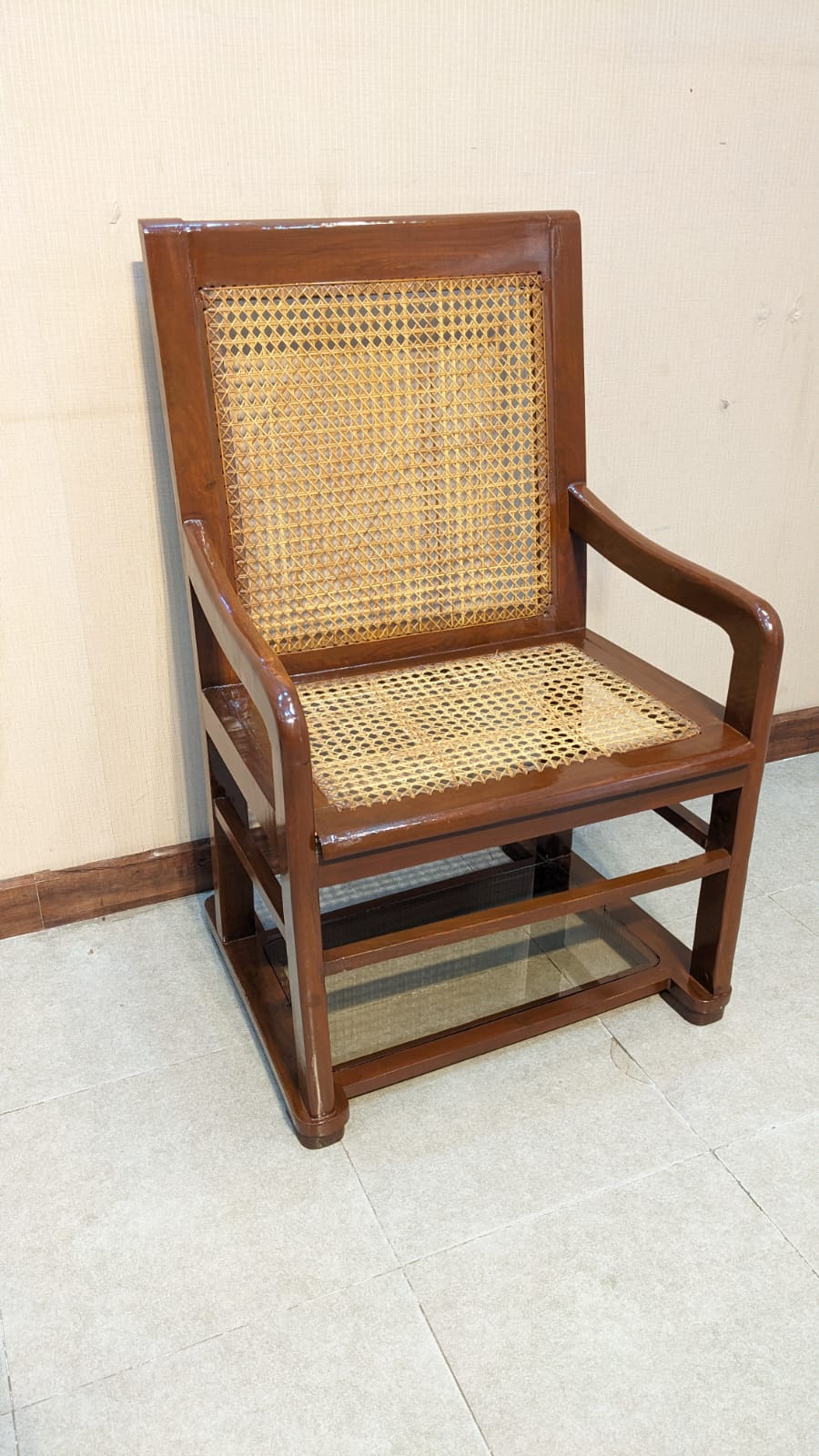 Antique Solid Sheesham Wood Wicker Chair