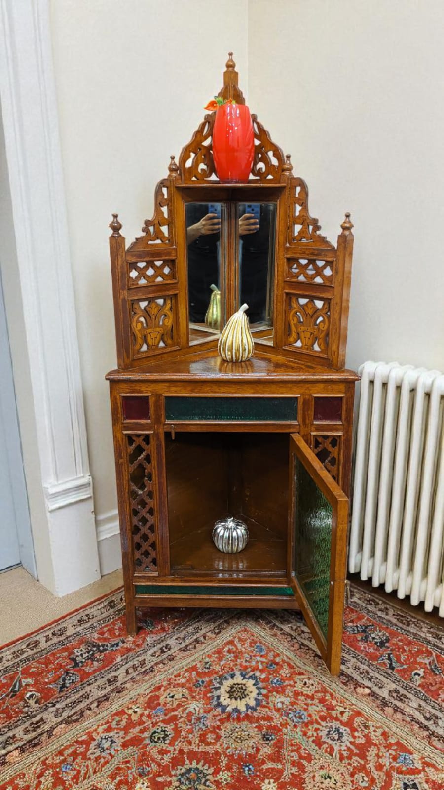 Antique Pure Burma Teak Wood Display Corner