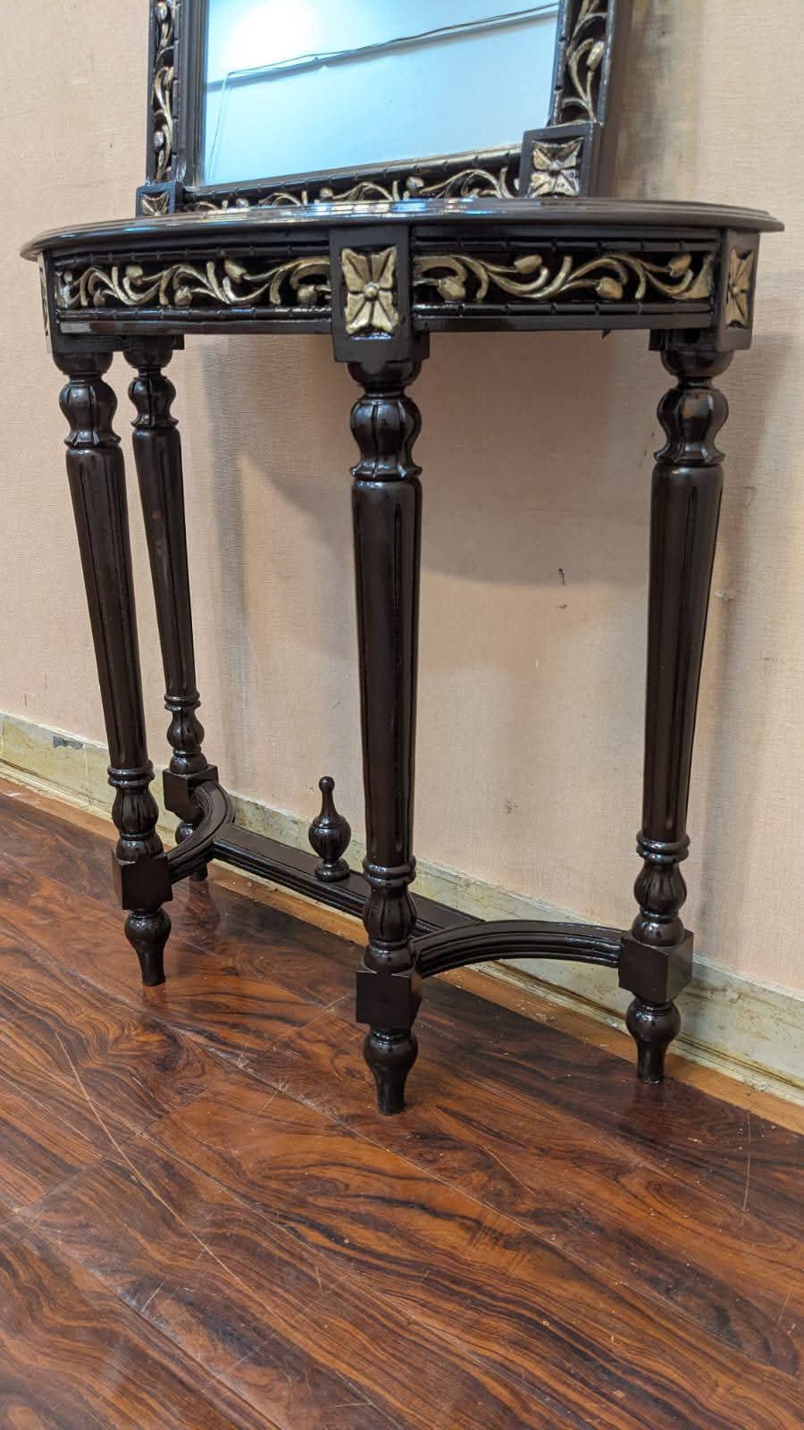Solid Sheesham Wood Console With Mirror