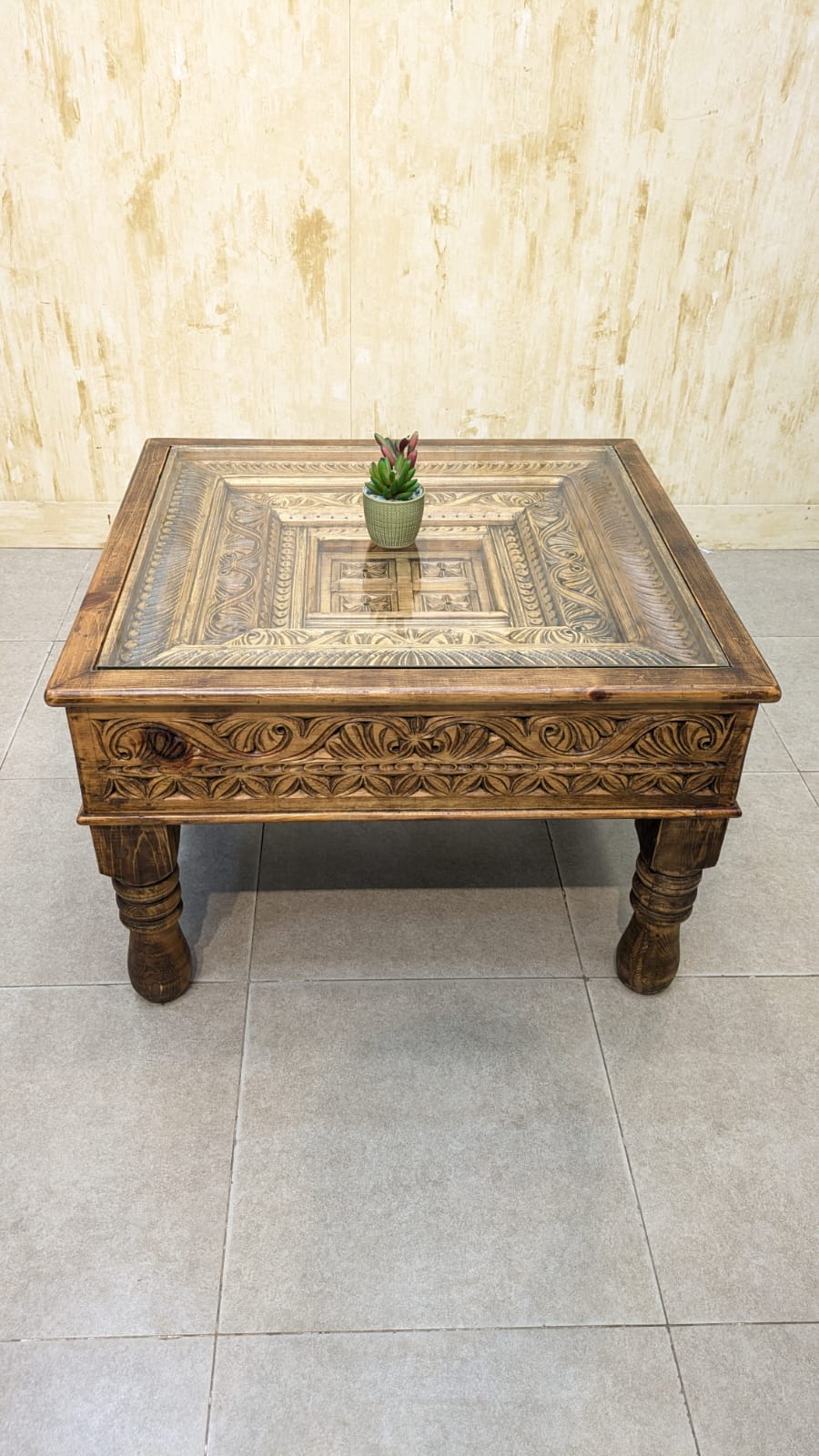 Solid Diyar Wood Pair Of Corner Tables