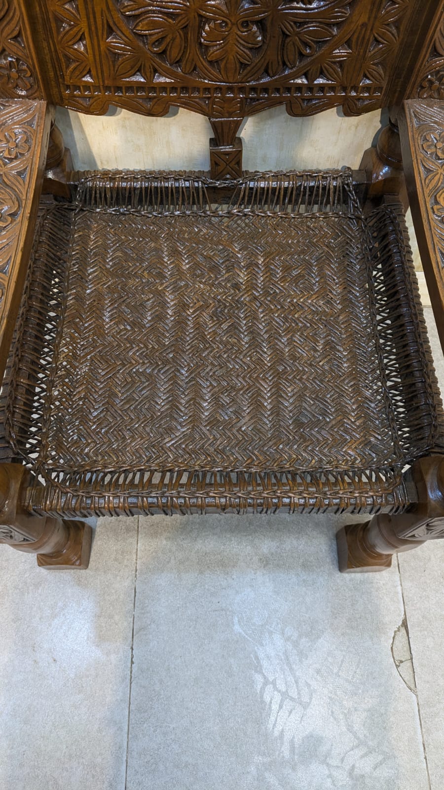 Antique solid Burma teak Peerah Chair Pair