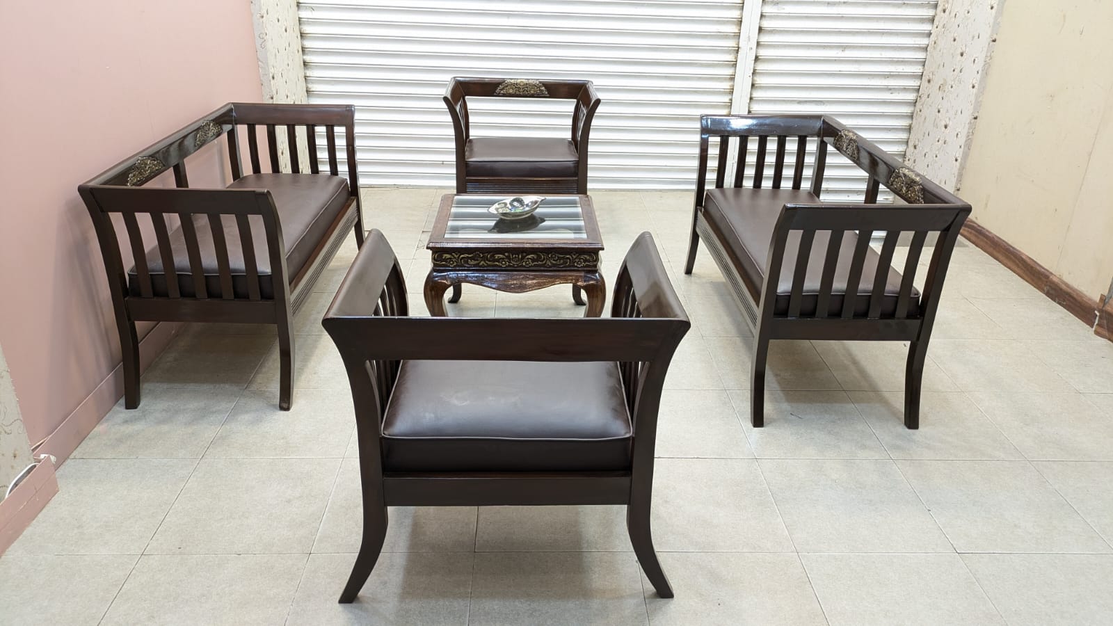 SOLID SHEESHAM WOOD 6-SEATER SOFA SET