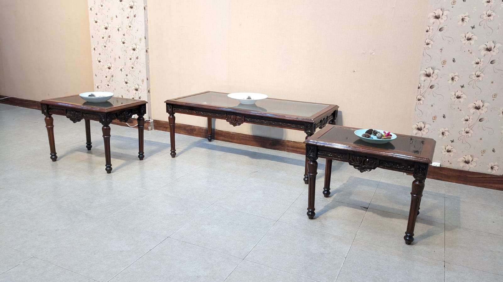Solid Sheesham Wood Center & Side Tables Set