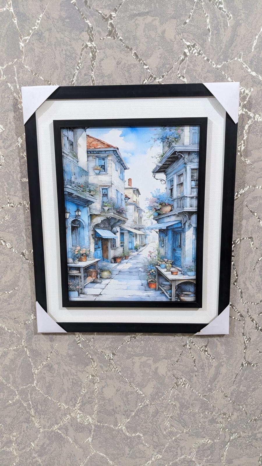 Wall Mounted Frame “Blue European Street”