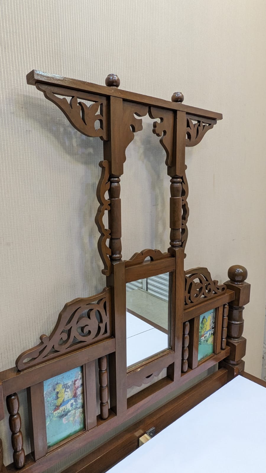 Antique 100% Solid Burma Teak Wood Twin Size Bed with Dura Luxury Foam Mattress