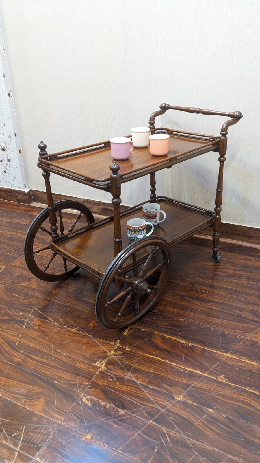 Solid Sheesham Wood Serving Cart