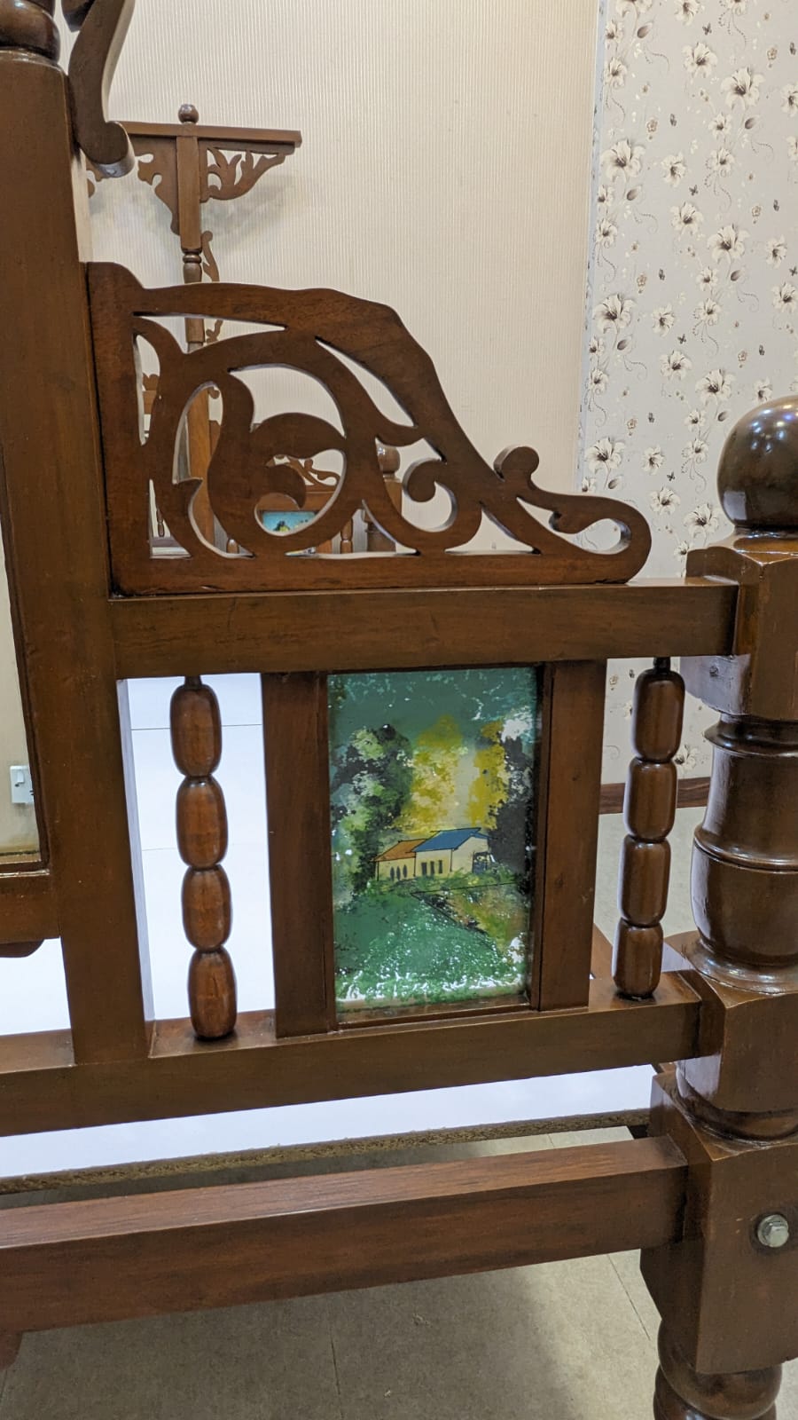 Antique 100% Solid Burma Teak Wood Twin Size Bed with Dura Luxury Foam Mattress