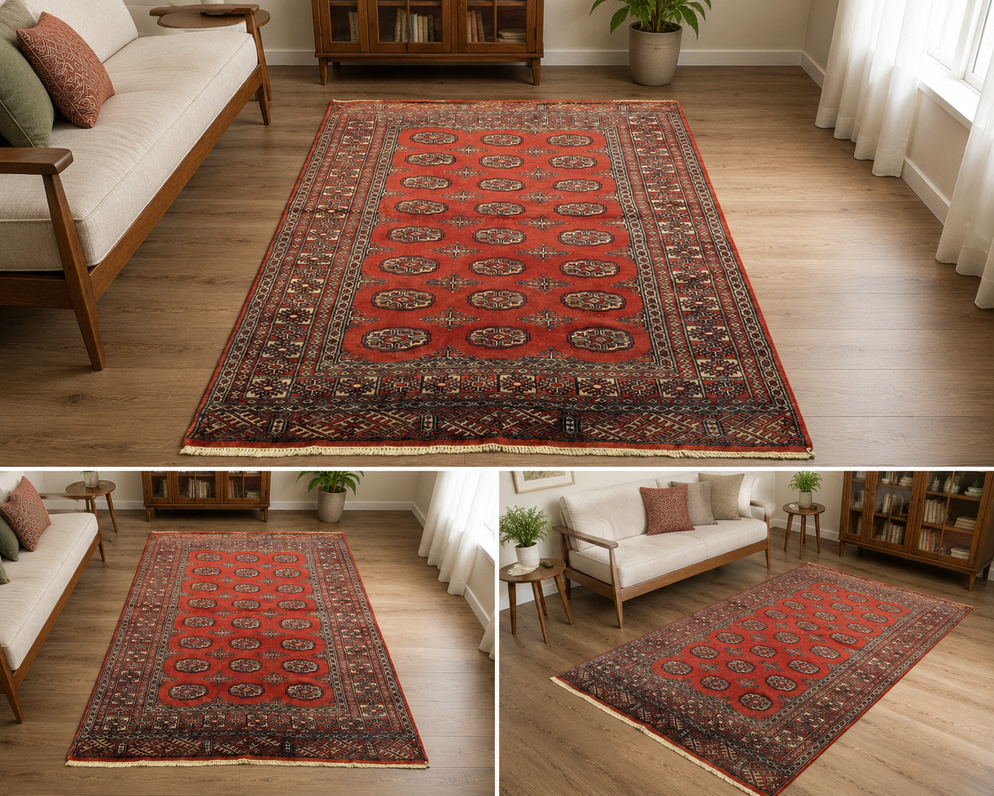 Vintage Bokhara Hand Knotted Carpet
