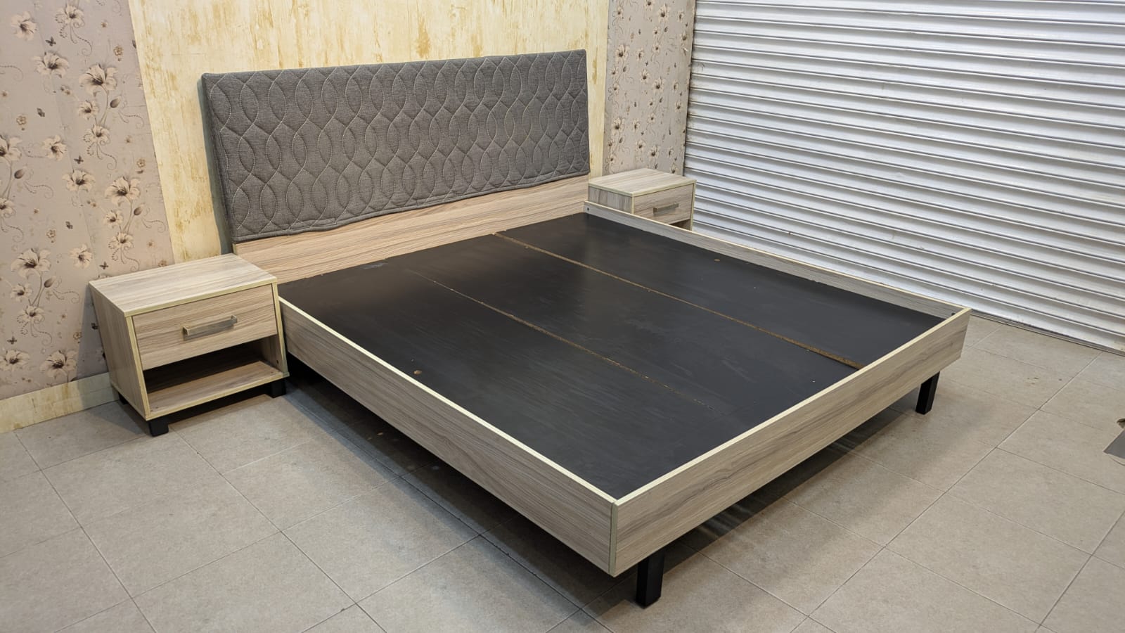 Habitt King Size Bed With 2 side tables