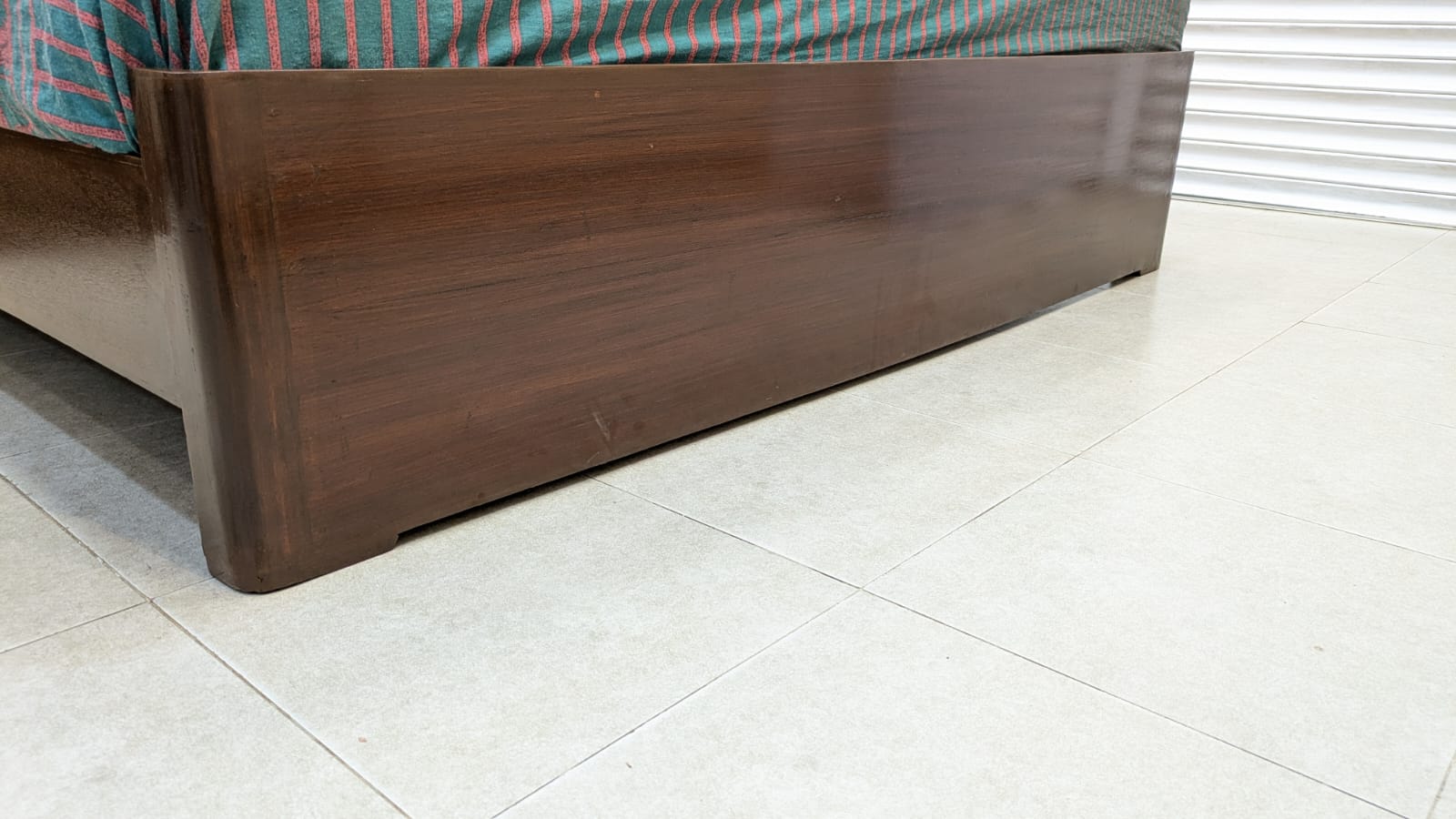 Teak Wood and Teak Ply King Size Bed with 2 Side Tables