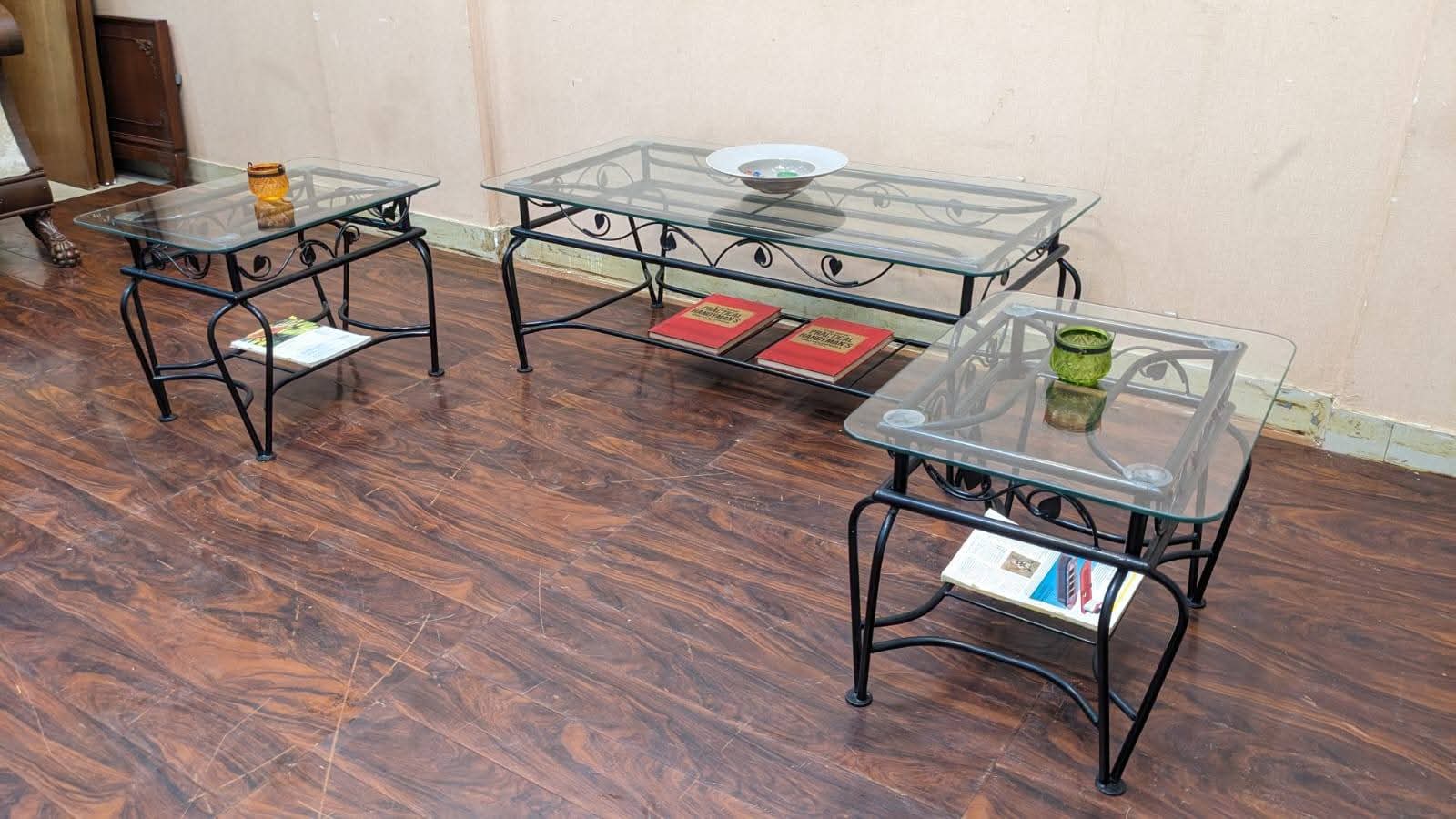 Metal Center & Side Tables Set