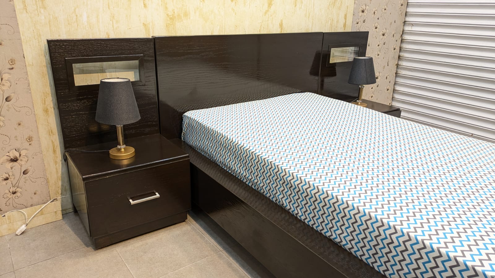 Single Bed with Mattress and 2 Side Tables