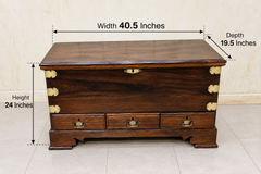 Antique Mid Century Solid Sheesham Wood Trunk