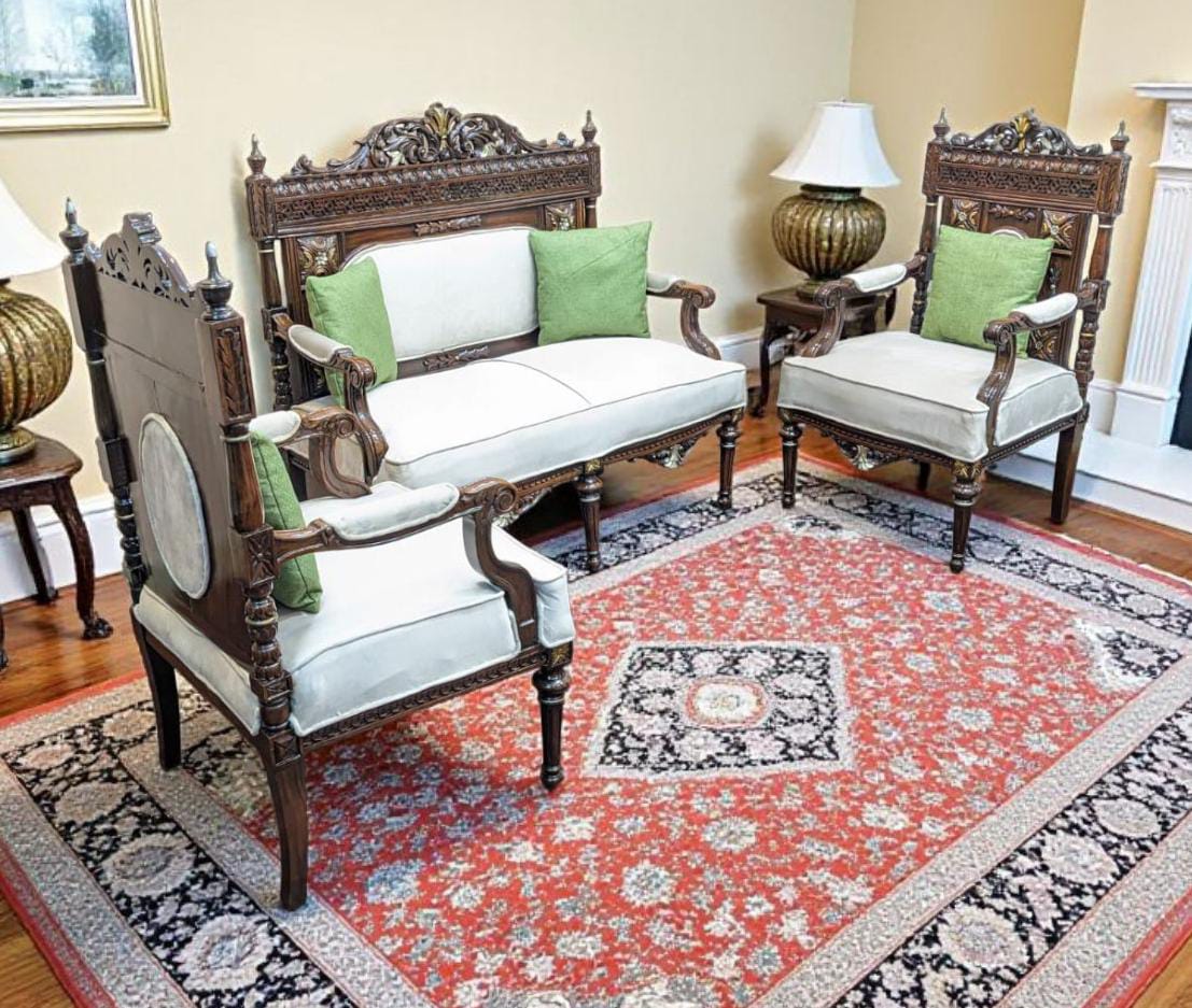 Solid Sheesham Wood 4 Seater Sofa Set