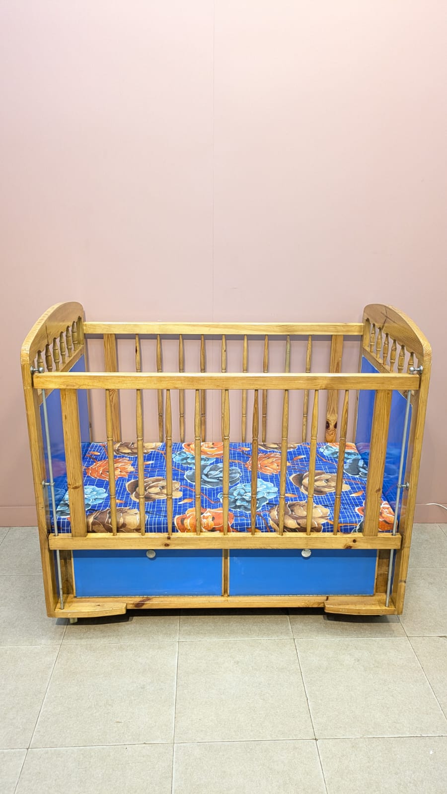 Wooden Baby Cot With Mattress