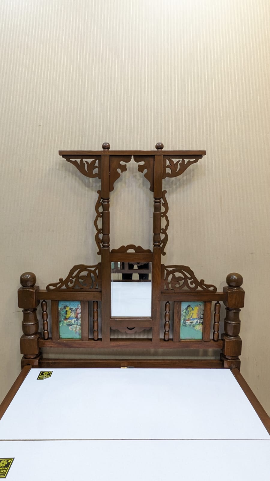 Antique 100% Solid Burma Teak Wood Twin Size Bed with Dura Luxury Foam Mattress