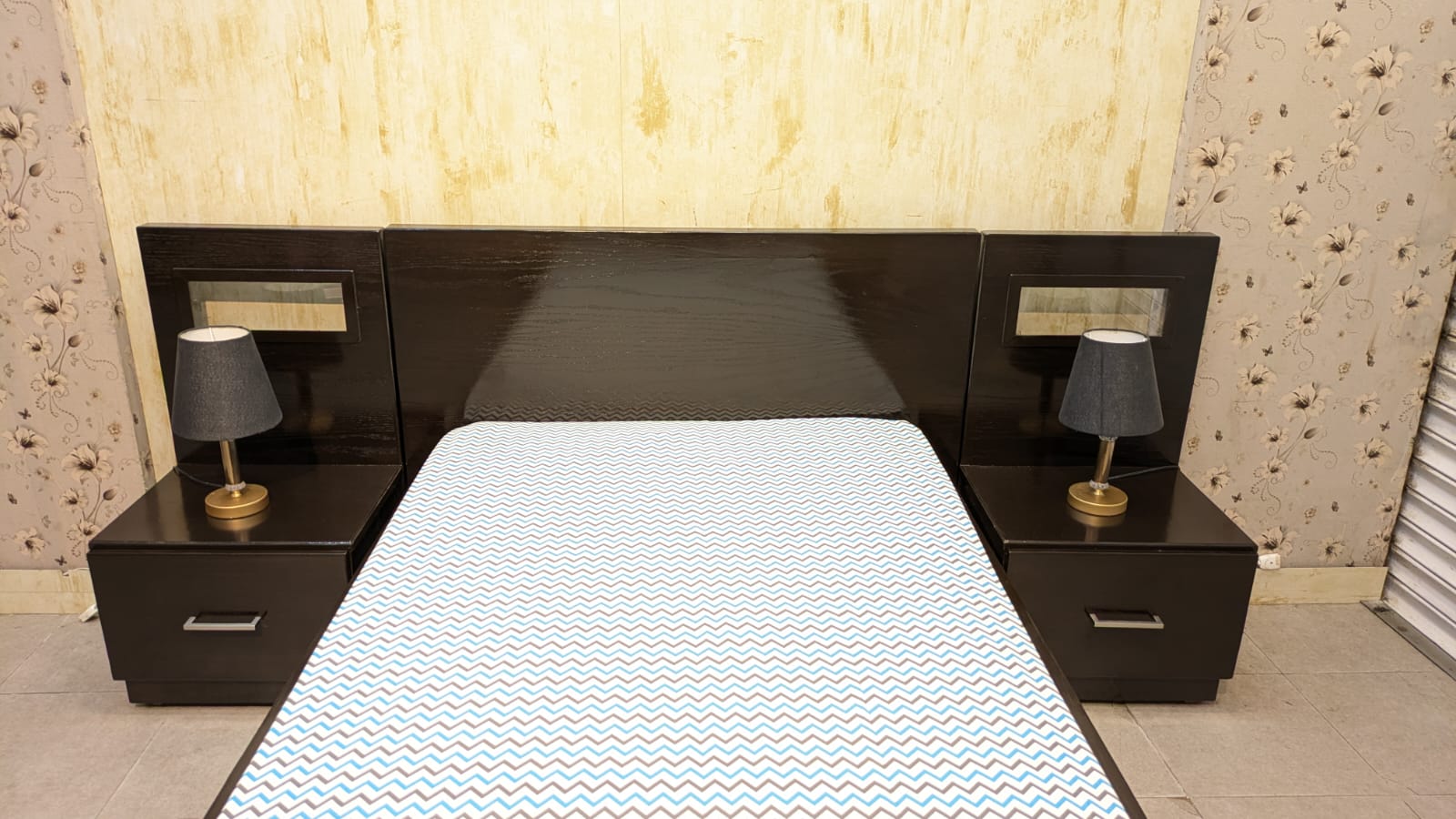 Single Bed with Mattress and 2 Side Tables
