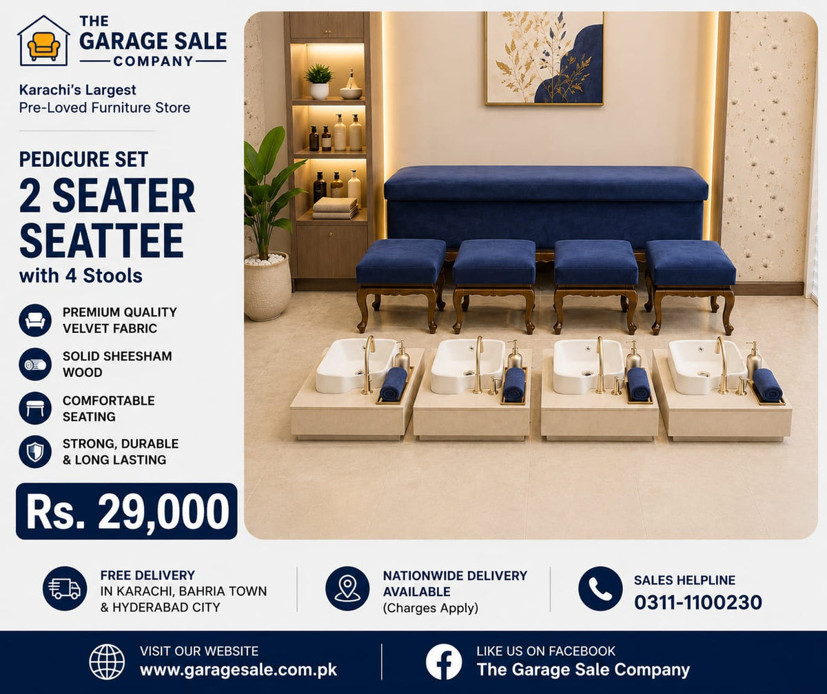 2 Seater Seattee with 4 Stools Or Pedicure Set