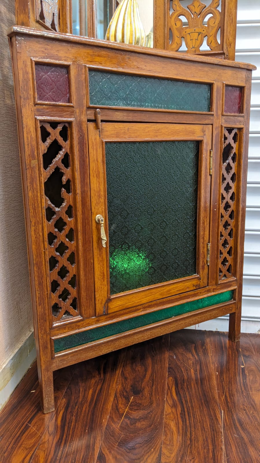 Antique Pure Burma Teak Wood Display Corner