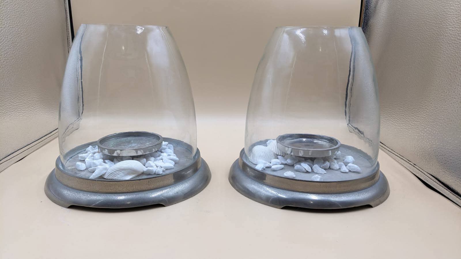 Pair Of Glass Candle Holders