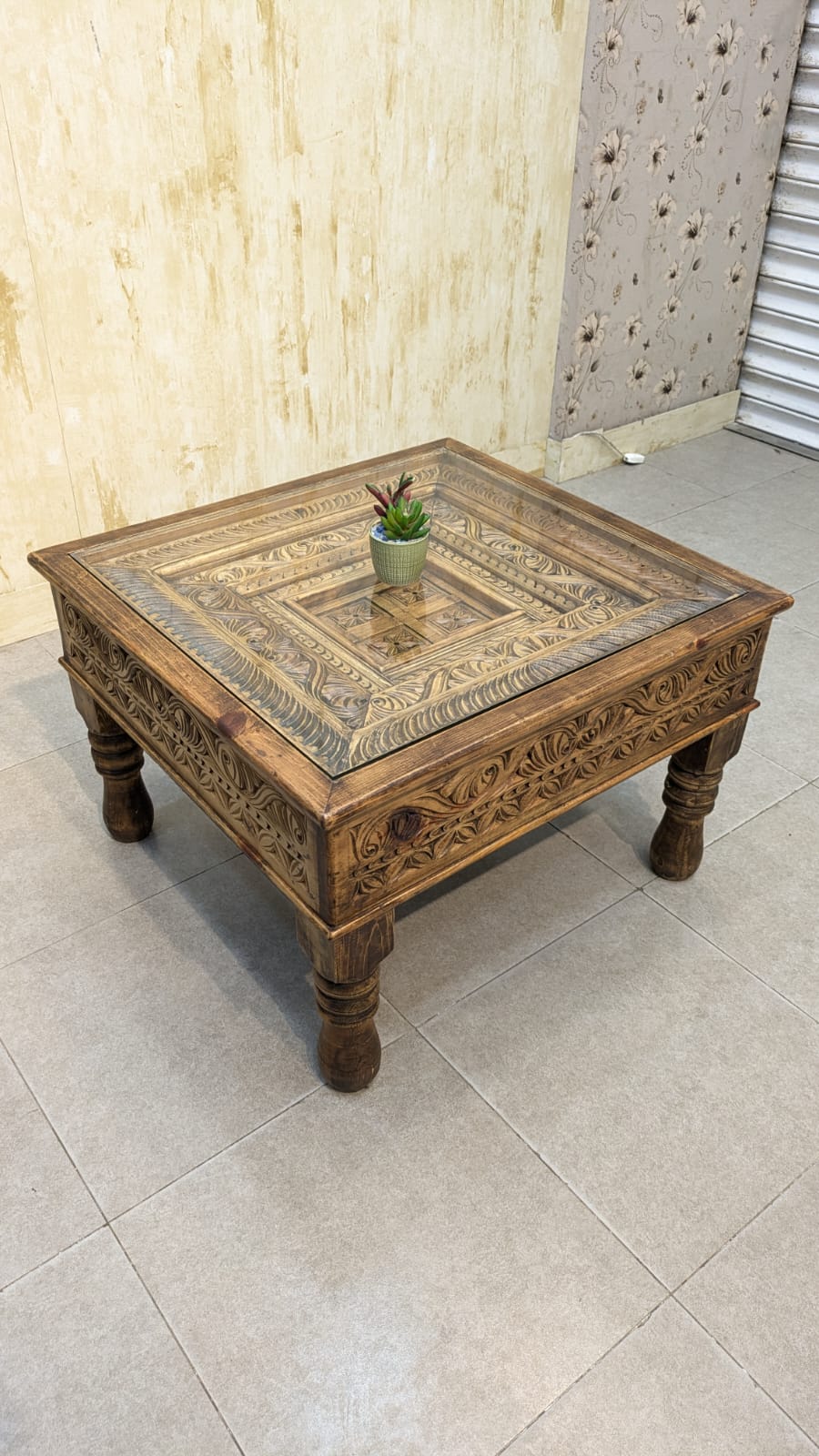 Solid Diyar Wood Pair Of Corner Tables