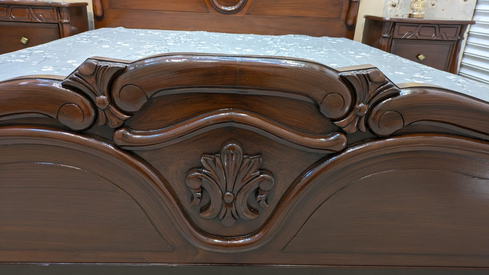 Diyar Wood King Size Bed with 2 Side Tables