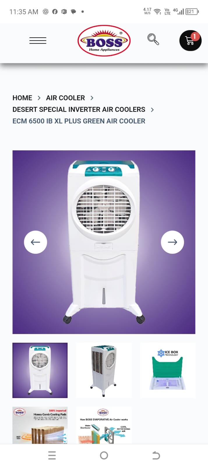 Boss Inverter Air Cooler