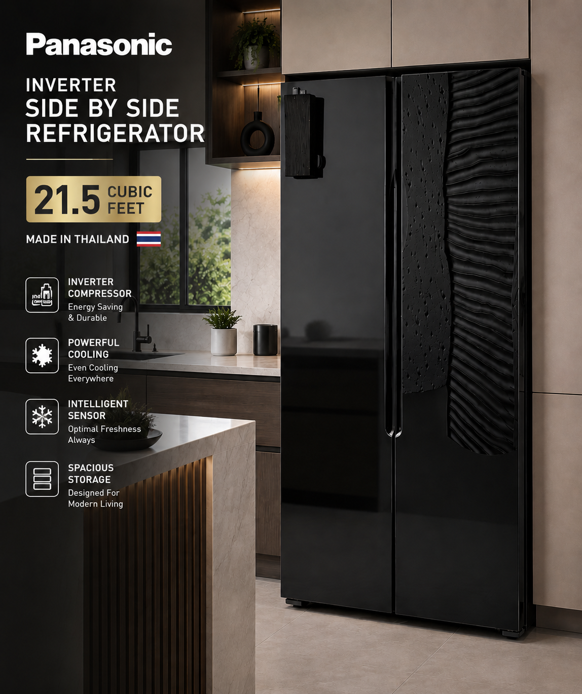 Panasonic Thailand Inverter Side By Side Refrigerator