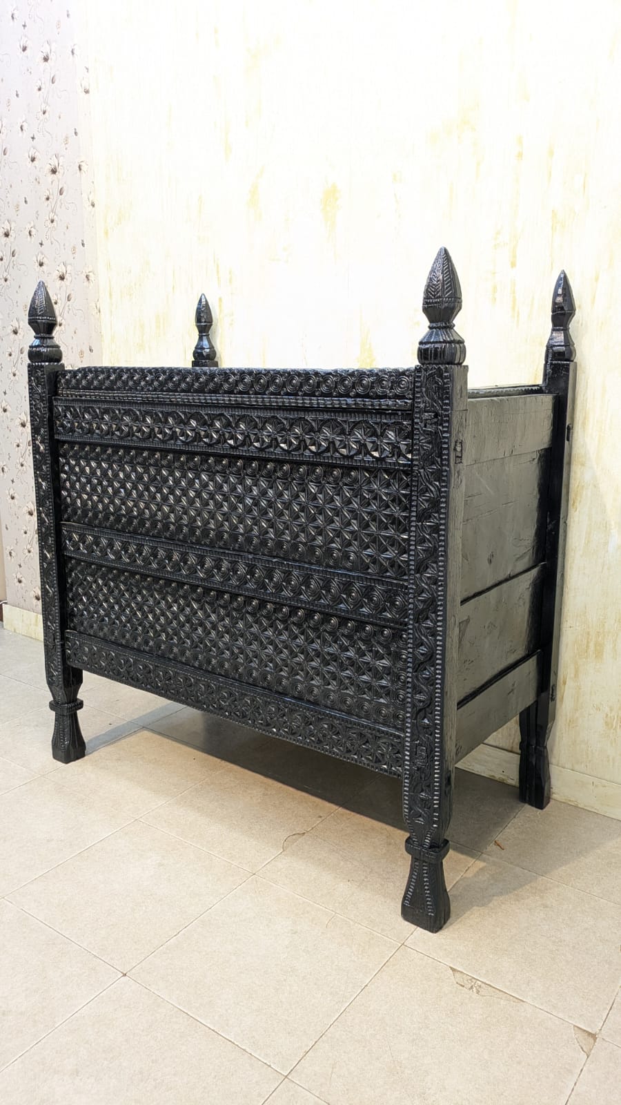 Antique Afghan Hand Carved Large Chest