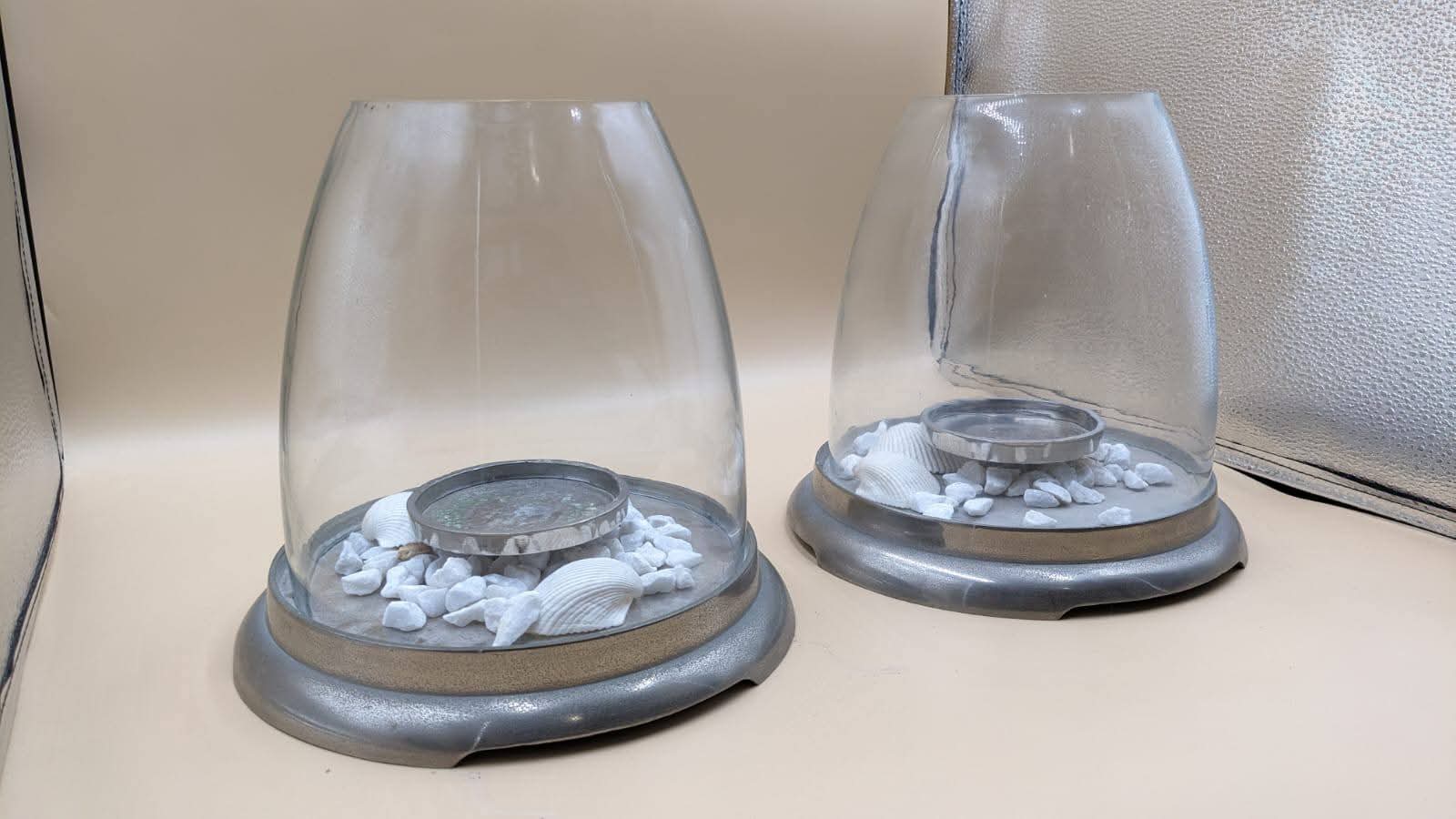 Pair Of Glass Candle Holders
