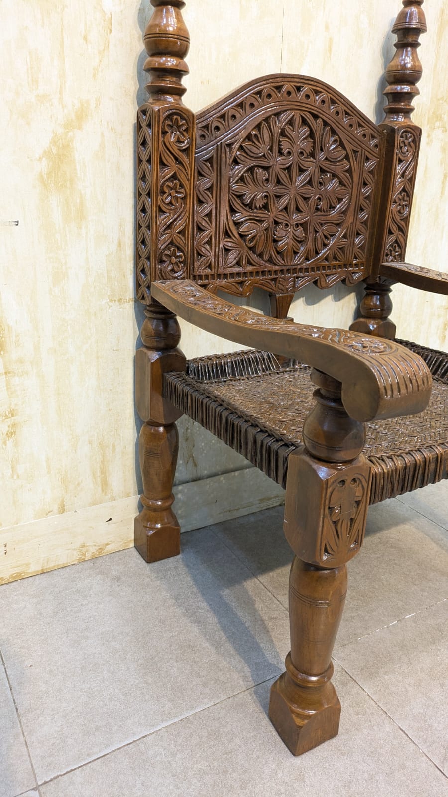 Antique solid Burma teak Peerah Chair Pair