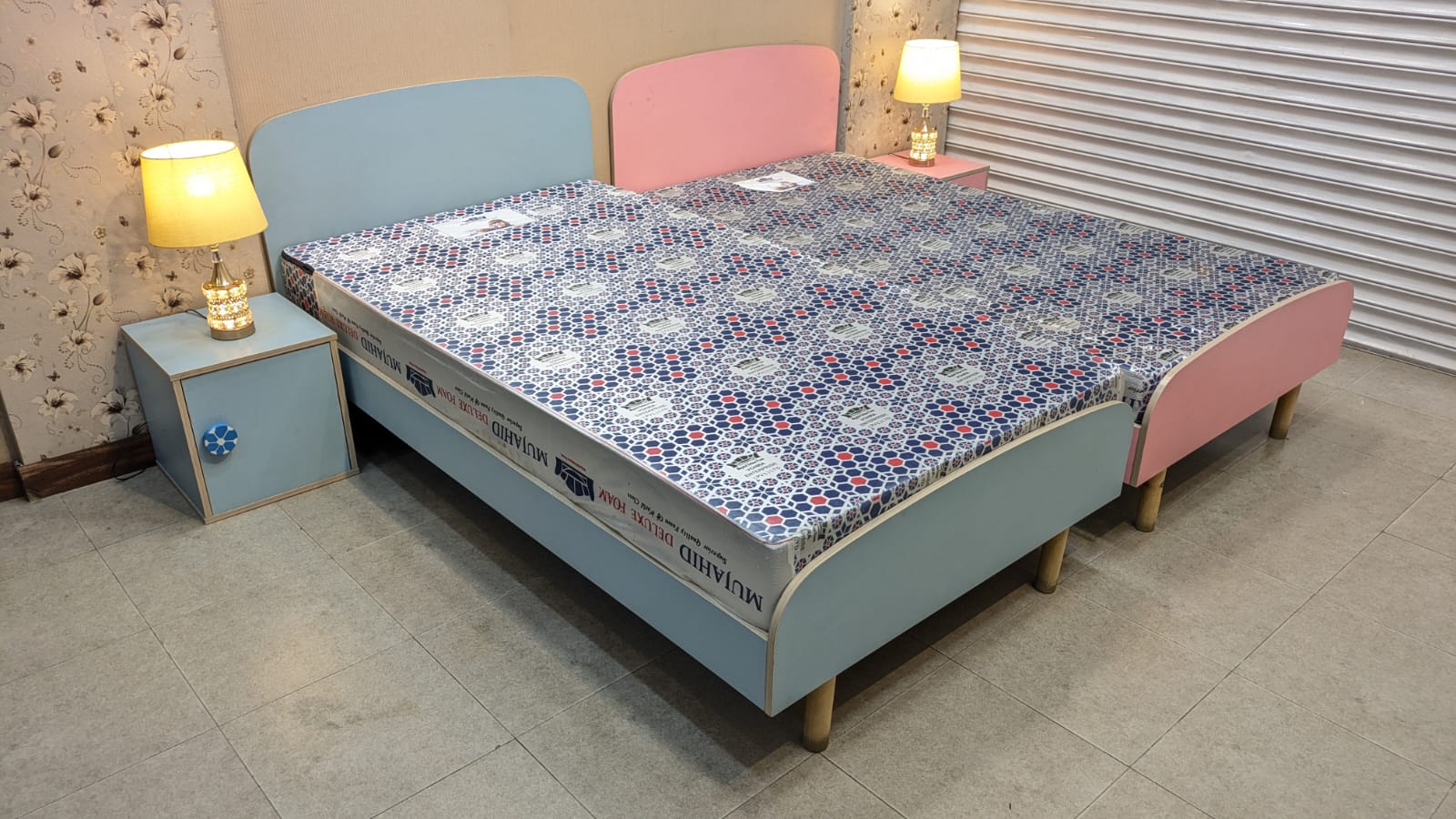 Habitt Pair of Single Beds with Side Tables and Mattress