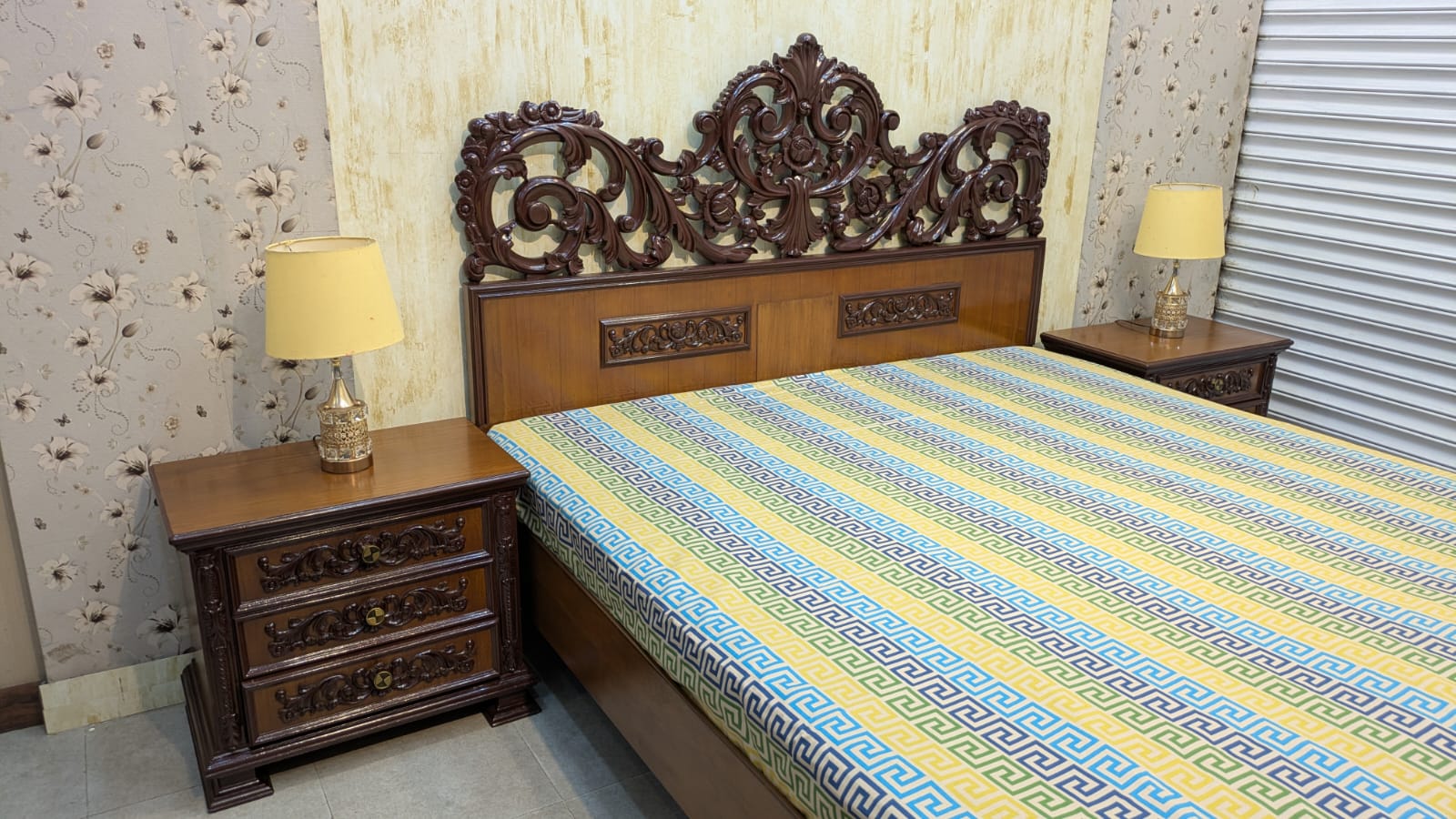 Teak Wood & Teak Ply King Size Bed Set