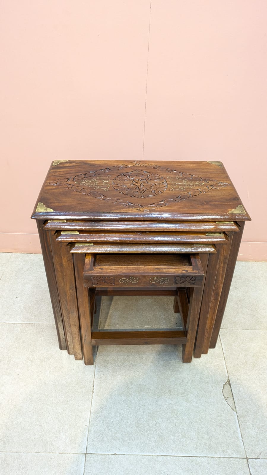 Solid Sheesham Wood Nesting Table