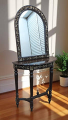 Solid Sheesham Wood Console With Mirror
