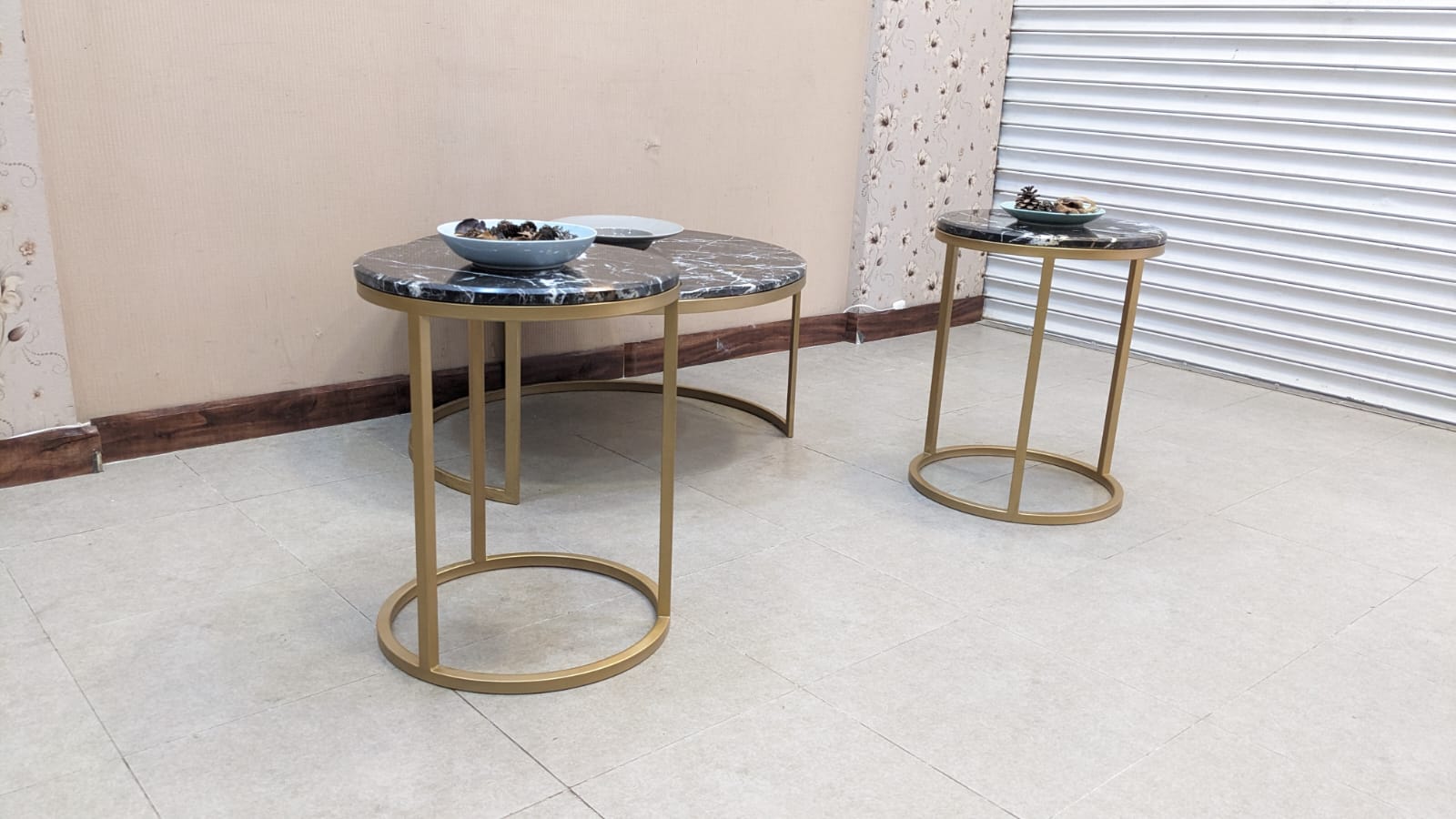 Marble Top Center and Side Tables Set