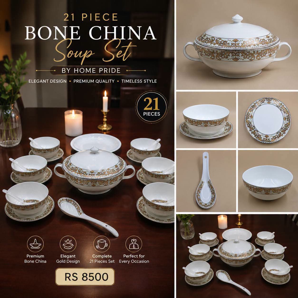 ✨ Imported 21 Pieces New Bone China Soup Set ✨