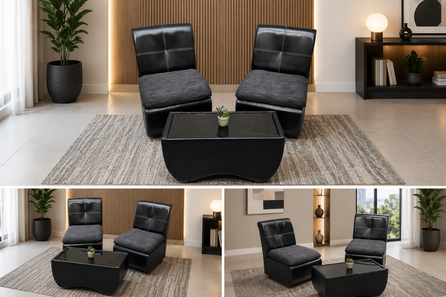Pair Of Single Seater Sofa with Table
