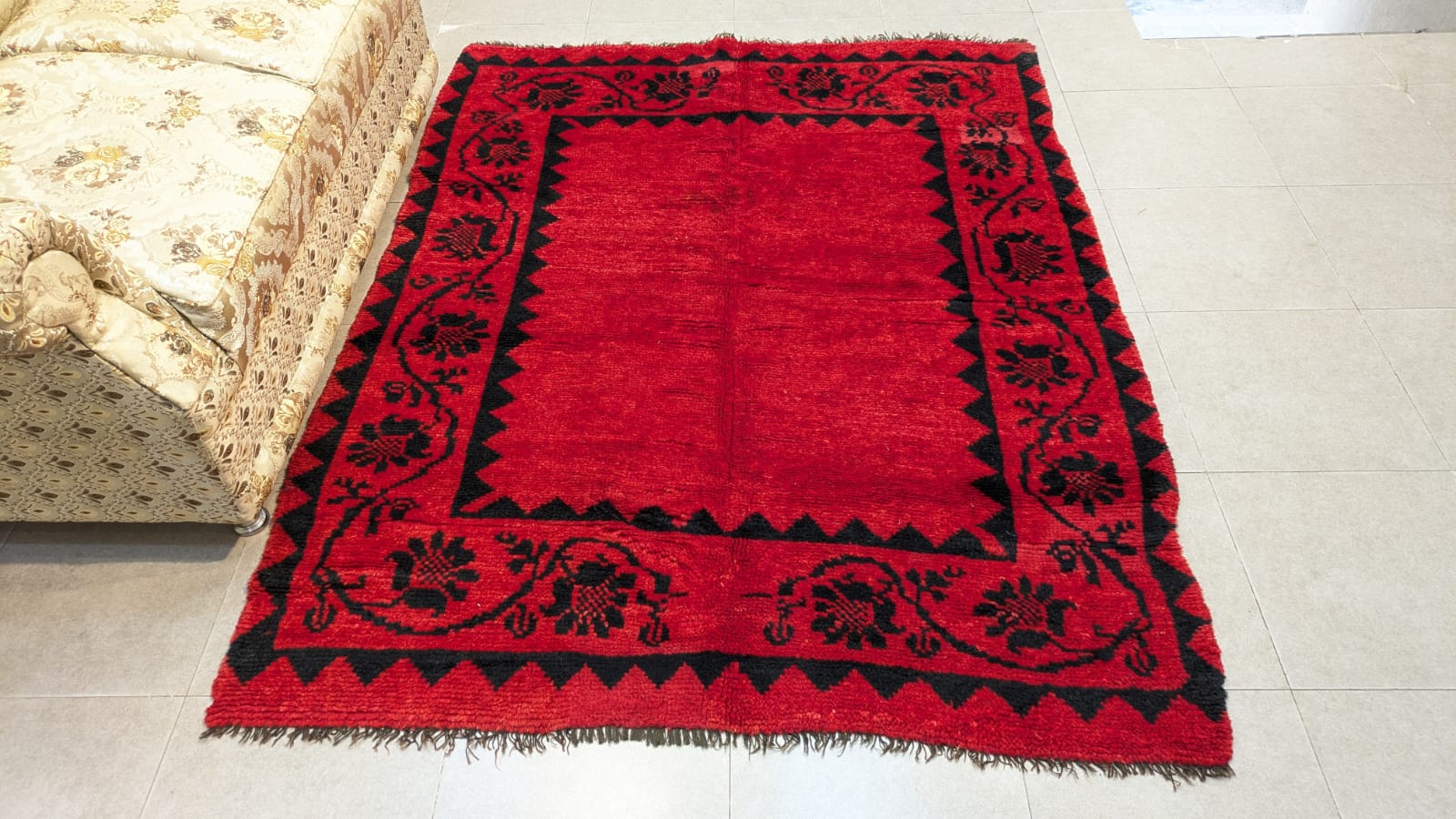 Vintage Morrocan Design Hand Knotted Carpet